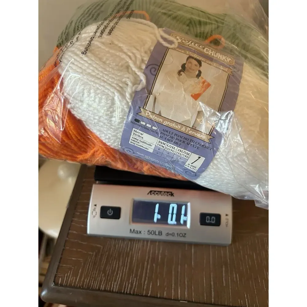 VTG Lot of 3 Skeins‎ Bernat And Caron Yarn 100% Acrylic Green Orange White 16 Oz